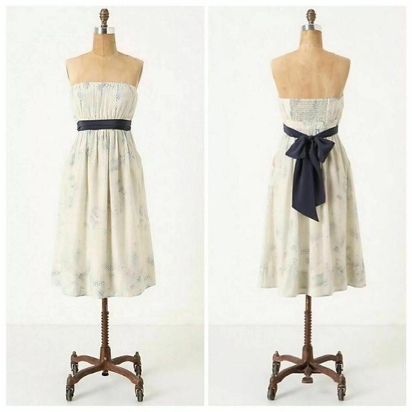 RARE Anthropologie Edme & Esyllte Fanning Triangles Strapless Dress POCKETS! 🥰 - Picture 2 of 15